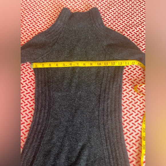 Autumn Cashmere Gray/Black 100% cashmere ribbed funnel neck turtleneck dress XS - Picture 11 of 11